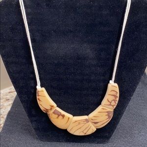 Tan Tagua Nut bib necklace, hand crafted, Tribal